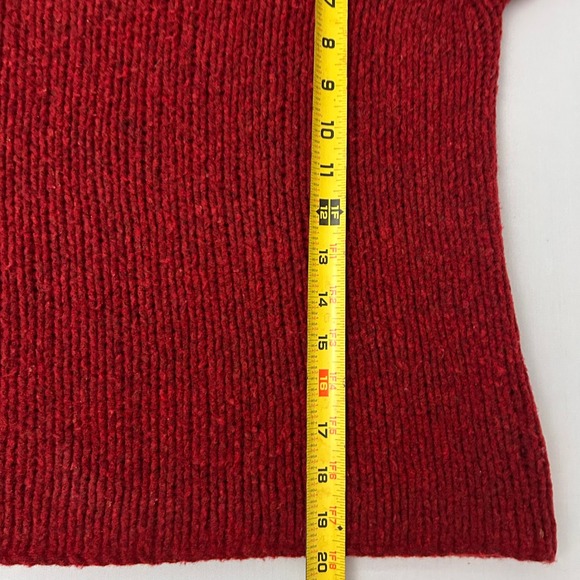 Eileen Fisher Sweater Womens PS Red Wool Blend Ribbed Cowl Neck Pullover - Picture 7 of 7